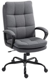 HOMCOM Double Padded Linen-Look Office Chair - Charcoal Grey