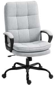 HOMCOM Double Padded Linen-Look Office Chair - Light Grey
