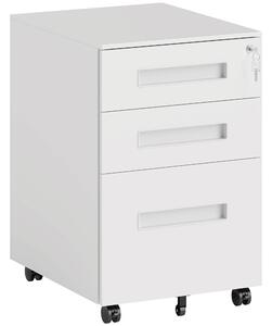 Vinsetto Metal Mobile File Cabinet with Wheels, Lockable 3 Drawer Filing Cabinet for A4, Legal, Letter, Under Desk Office Cabinet with Pre-Assembled Body for Home Office, 39 x 48 x 60 cm, White