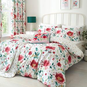 Dreams and Drapes Abstract Poppy Duvet Cover Bedding Set Red