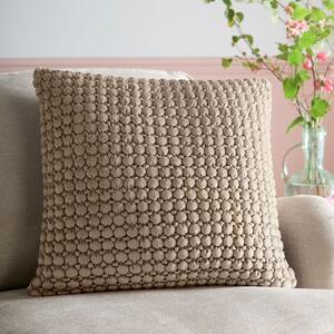 Appletree Bobble Quilted Velvet Touch 55cm x 55cm Filled Cushion Natural