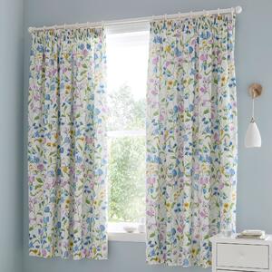 Dreams and Drapes Sweetpea Floral Ready Made Pencil Pleat Curtains 66 x 72 Lilac
