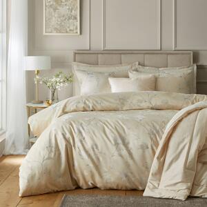 Soiree Lilly Floral Jacquard Duvet Cover Bedding Set Champagne