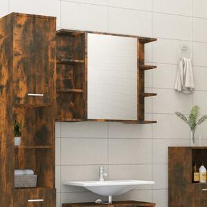 Bathroom Mirror Cabinet Smoked Oak 80x20.5x64 cm Engineered Wood
