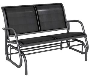Outsunny 2-Person Outdoor Glider Bench Patio Double Swing Gliding Chair Loveseat w/Power Coated Steel Frame for Garden Porch, Black Aosom UK