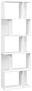 HOMCOM Bookcase, S-Shaped Wooden Bookshelf, 5 Tiers Freestanding Storage Shelf, Home Office Display Stand Rack, White