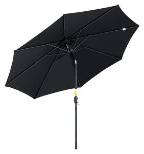 Outsunny Large Garden Parasol, Tilting Garden Umbrella with 8 Ribs, Crank Handle for Outdoor Shade on Balcony and Garden, Black Aosom UK