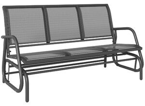 Outsunny 3-Seat Glider Rocking Chair for 3 People Garden Bench Patio Furniture Metal Frame, Grey