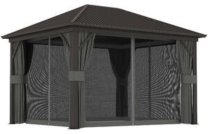 Outsunny 3.6 x 3(m) Aluminium Frame Hardtop Gazebo, with Accessories