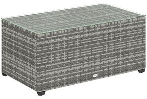 Outsunny 90 x 50cm Glass-Top Rattan Side Table - Light Grey