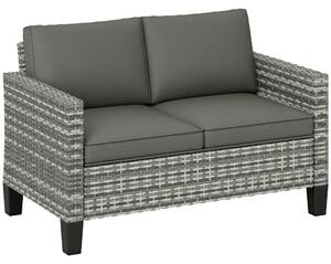 Outsunny Two-Seater Rattan Outdoor Sofa - Light Grey