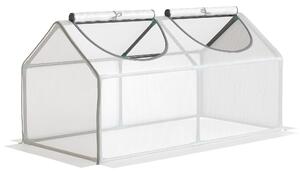 Outsunny Mini Greenhouse Portable Flower Planter Tomato Vegetable House for Garden Backyard with Zipper 120 x 60 x 60 cm, White Aosom UK