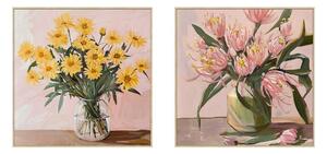 Painting Home ESPRIT Yellow Green Pink Shabby Chic Vase 83 x 4,5 x 83 cm (2 Units)