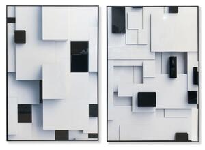 Painting Home ESPRIT White Black Abstract Modern 80 x 3,5 x 120 cm (2 Units)