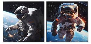 Painting Home ESPRIT Blue Black Modern Astronaut Lacquered 100 x 4 x 100 cm (2 Units)