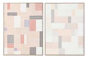 Painting Home ESPRIT Brown Beige Squared Urban 60 x 3 x 80 cm (2 Units)