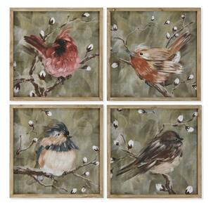 Painting Home ESPRIT Green Birds Shabby Chic 50 x 2 x 50 cm (4 Units)