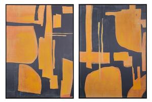 Painting Home ESPRIT Blue Orange Abstract Urban 103 x 4,5 x 143 cm (2 Units)