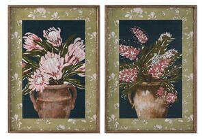 Painting Home ESPRIT Blue Green Pink Shabby Chic Vase 50 x 2,5 x 70 cm (2 Units)