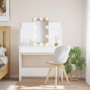 Dressing Table with LED Lights White 96x40x142 cm