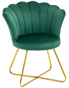 HOMCOM Velvet-Feel Lotus Petal Accent Chair - Green Aosom UK