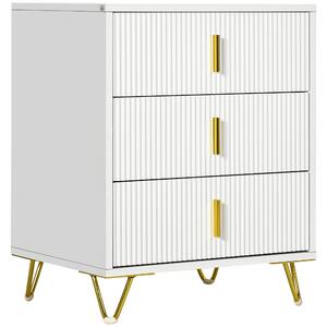 HOMCOM Elegant Chest of Three Drawers - White/Gold-Tone Aosom UK