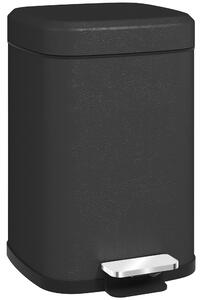 HOMCOM 12L Modern Boxy Metal Home Kitchen Bin - Black Aosom UK