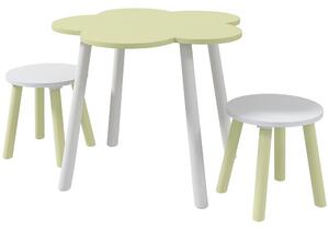 ZONEKIZ Children's 3 Piece Table and Chair Set, Flower Design, Ideal for Bedroom, Nursery, Playroom, Yellow