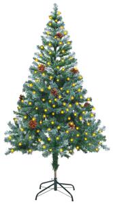 Frosted Pre-lit Christmas Tree with Pinecones 150 cm