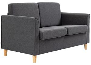 HOMCOM Compact Loveseat Sofa, Modern 2 Seater Sofa for Living Room with Wood Legs and Armrests, Dark Grey