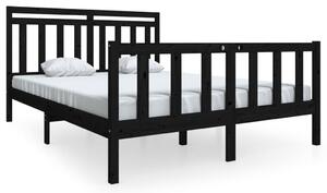 Bed Frame Black 150x200 cm King Size Solid Wood