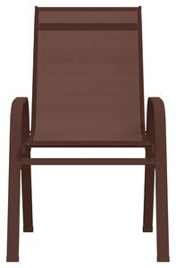 Stackable Garden Chairs 6 pcs Brown Textilene Fabric