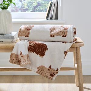 Highland Cow Fleece Throw Blanket, 130cm x 170cm