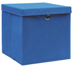 Storage Boxes with Lids 4 pcs Blue 32x32x32 cm Fabric