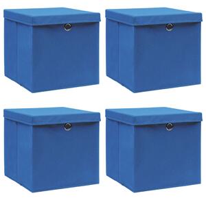 Storage Boxes with Lids 4 pcs Blue 32x32x32 cm Fabric