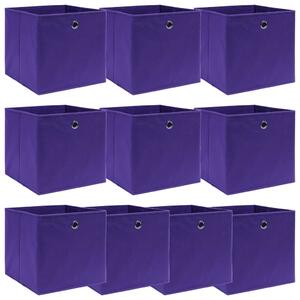 Storage Boxes 10 pcs Purple 32x32x32 cm Fabric