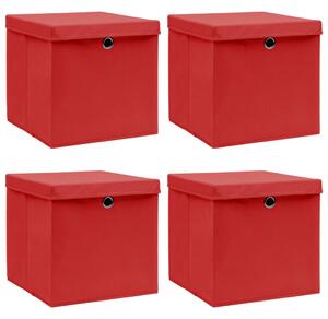 Storage Boxes with Lids 4 pcs Red 32x32x32 cm Fabric