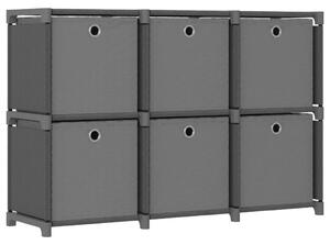 6-Cube Display Shelf with Boxes Grey 103x30x72.5 cm Fabric