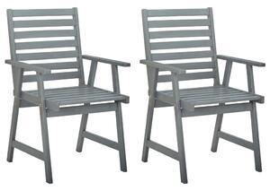 Outdoor Dining Chairs 2 pcs Grey Solid Acacia Wood