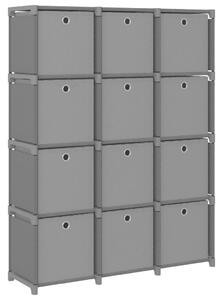 12-Cube Display Shelf with Boxes Grey 103x30x141 cm Fabric