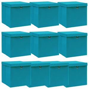 Storage Boxes with Lids 10 pcs Baby Blue 32x32x32 cm Fabric