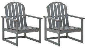 Garden Sofa Chairs 2 pcs Grey Solid Acacia Wood