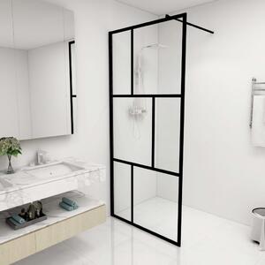 Walk-in Shower Wall with Tempered Glass Black 90x195 cm