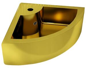 Wash Basin with Overflow 45x32x12.5 cm Ceramic Gold