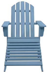 Garden Adirondack Chair with Ottoman Solid Fir Wood Blue