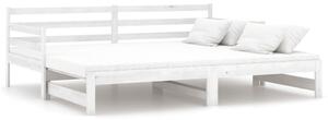 Pull-out Day Bed White Solid Pinewood 2x