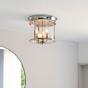 Endon 96153 Hampworth 3 Light Flush Ceiling Light In Bright Nickel With Clear Glass
