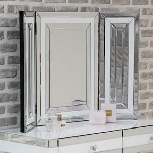 Laughlin Mirrored Dressing Mirror In Silver And White Gloss