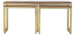 Hik Solid Wood Iron Gold Base Table Set Of 3