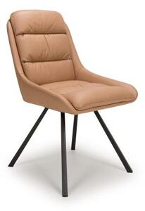 2x Haermen Swivel Leather Effect Tan Dining Chair